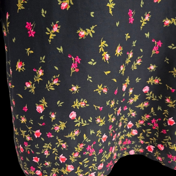 Old Navy Black Floral Midi Dress With Bell Sleeves Size Med - Picture 5 of 8